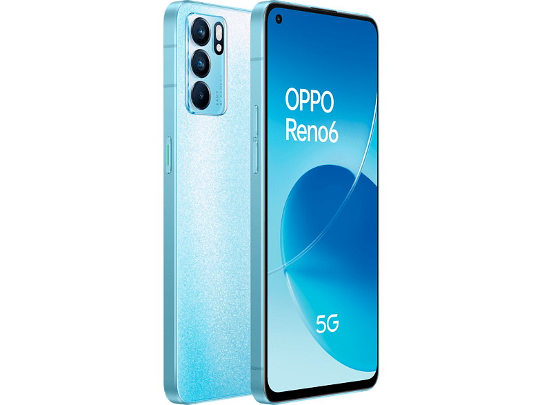 Móvil - OPPO Reno6 5G, Artic Blue, 128 GB, 8 GB RAM, 6.44 FHD+, MTK Next 5G-A, 4300 mAh, Android 11