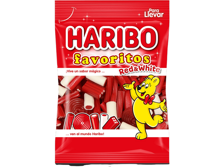 Gominolas - Haribo 000500 Favoritos Red&White, Con sabor a Fresa y Fresa-Nata, 1x 0.15 kg, Rojo/Blanco