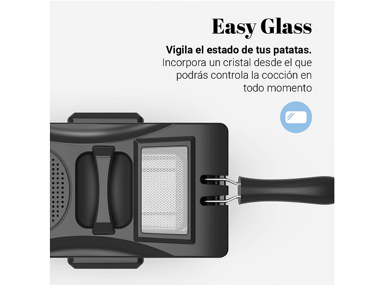 Freidora - Universal Blue USPAE3312, 2000 W, Hasta 190 ºC, Capacidad 3 litros, Depósito antiadherente, Inox