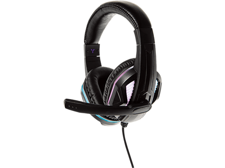 Auriculares gaming - ISY IGH-1000, Con cable, Supraaurales, Micrófono integrado, Multicolor