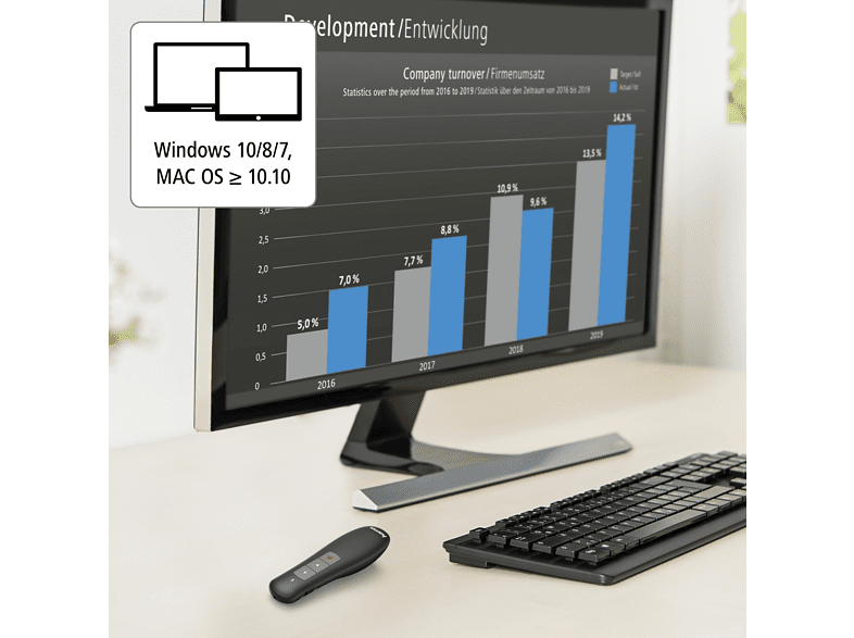 Presentador láser - Hama 00139915, con receptor USB 2.0, Negro