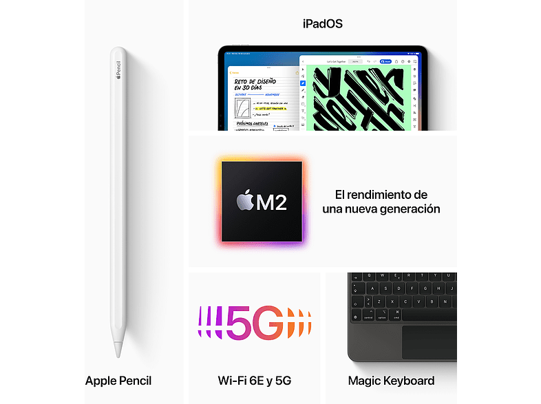 Apple iPad Pro (2022 4ª gen.) 256 GB, Plata, 11, WiFi+CELL, Liquid Retina XDR, 8 GB RAM, Chip M2, iPadOS 16