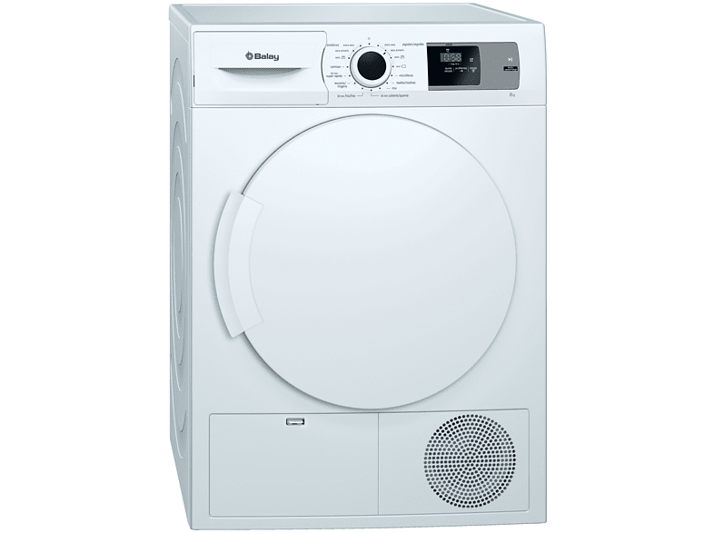 Secadora - Balay 3SB286B, 8 kg, Independiente, Bomba de calor, Display LED, Blanco