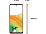 Móvil - Samsung Galaxy A33 5G, Orange, 128 GB, 6 GB RAM, 6.4 FHD+, Octa-Core Exynos 1280, 5000mAh, Android 12
