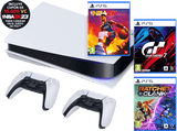 Consola - Sony PS5 Stand C, 825 GB (2 Mandos DualSense™ Blancos incluidos) + NBA 2K23 + Gran Turismo 7 + Ratchet & Clank