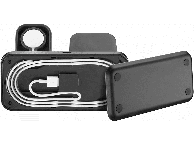 Base de carga - CellularLine Trio Wireless Charger, Para Apple, 20 W, Negro