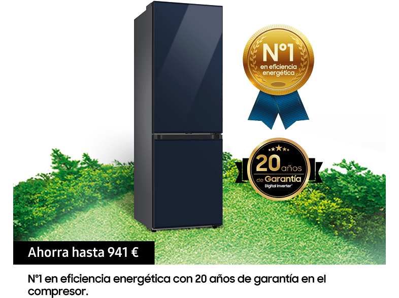 Frigorífico combi - Samsung BESPOKE RB34A7B5D41, 344 l, No Frost, 185.3 cm, All-Around Cooling, Glam Navy