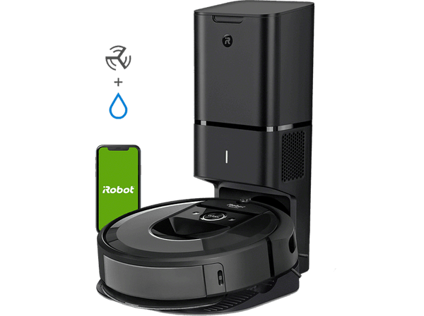 Robot aspirador - iRobot Roomba Combo i8+ Aspirador y friegasuelos 2 en 1, 750W, 0.4 l, 75 Min, 68db(A), Negro