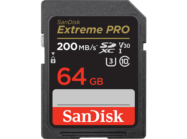 Tarjeta SDXC - SanDisk Extreme PRO, 64 GB, Hasta 200 MB/s lectura, U3, V30, Clase 10, Vídeo 4K UHD, Negro