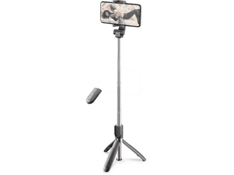 Mini trípode - Cellular Line BTSELFIESTICKFREEK, Bluetooth, Control remoto, 360º, Negro