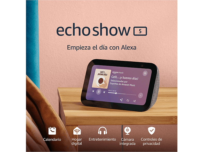 Pantalla inteligente con Alexa - Amazon Echo Show 5 (3.ª generación), Pantalla táctil de 5.5“, Alexa, Antracita