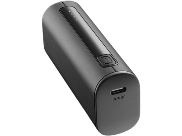 Powerbank - Cellular Line PBNEWTANK5000K, 12 W, 5000 mAh, Universal, USB - C, Tamaño mini, Negro