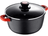 Olla - Bergner BG-30115-BK, 24 x 10.5 cm, Aluminio fundido, Tapa, 10 l, Negro