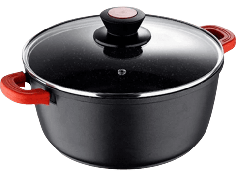 Olla - Bergner BG-30115-BK, 24 x 10.5 cm, Aluminio fundido, Tapa, 10 l, Negro