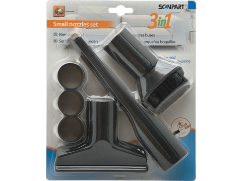 Accesorios aspiradora - Scanpart 1190000112, 3 piezas, Diámetro de 35 mm, Negro
