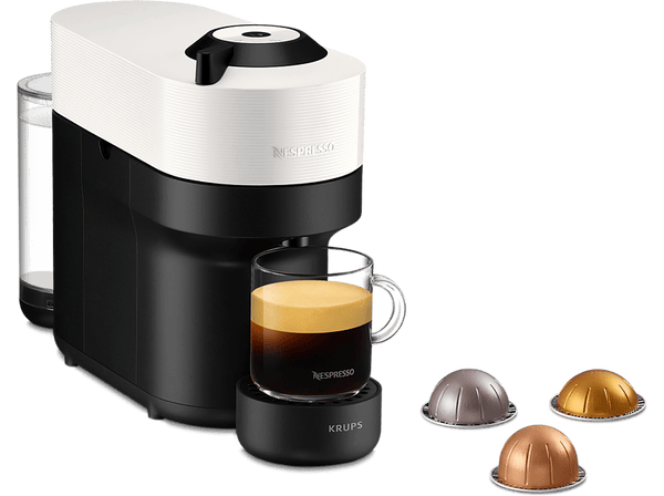 Cafetera de cápsulas - Nespresso® Krups Vertuo Pop XN920110, 1500 W,  0.56 L, Tecnología Centrifusion, Wi-Fi, Coconut White