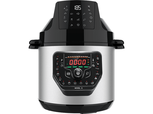Robot de cocina - Cecotec GM H Fry, 1000 W, 6 L, 27 modos, 11 temperaturas, 5 presiones, Programable 24 horas, Incluye cabezal de aire caliente, Negro