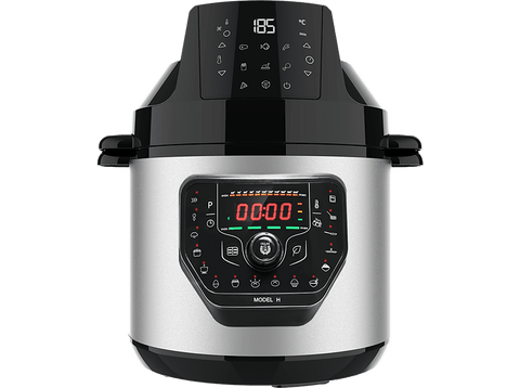Robot de cocina - Cecotec GM H Fry, 1000 W, 6 L, 27 modos, 11 temperaturas, 5 presiones, Programable 24 horas, Incluye cabezal de aire caliente, Negro