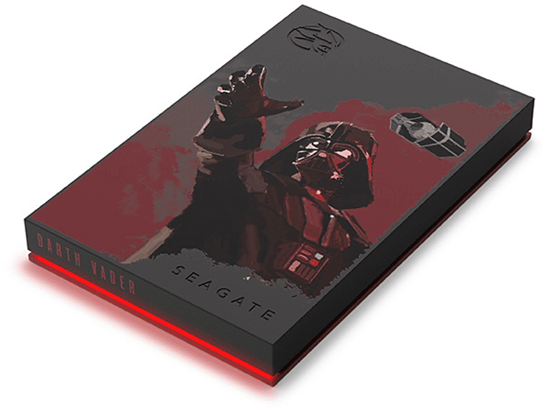Disco duro externo - Seagate Firecuda Star Wars Darth Vader, 2 TB, USB, Negro, Rojo