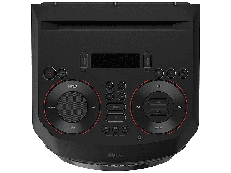 Altavoz Bluetooth - LG RNC9, Luces Multi Color, Efectos DJ. Función karaoke. Efectos de Voz, Negro