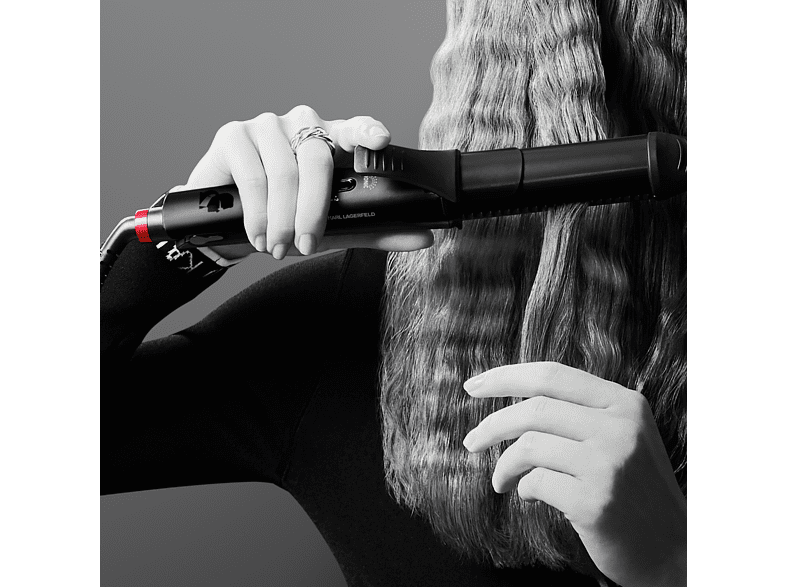 Plancha de pelo - Rowenta por Karl Lagerfeld CF451L Multistyler Fashion Stylist, 3 en 1, Hasta 200 ºC, Tecnología iónica,  Negro y rojo