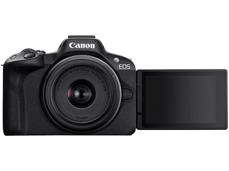 Cámara EVIL - Canon EOS R50 BK+RFS18-45/NO FF, 24.2 mp, 4K UHD, 7.5 cm, Wi-Fi, Negro
