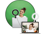 Aro de luz - Nacon Bigben, Para vlogging, Telón de fondo verde, LED, Universal, Negro