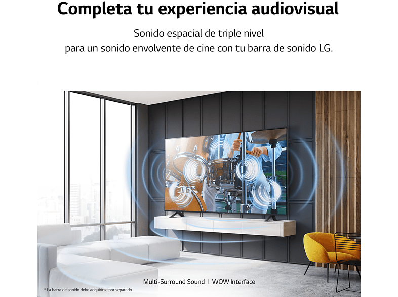 TV LED 86 - LG 86UR81006LA, UHD 4K, Inteligente α7  4K Gen6, Smart TV, DVB-T2 (H.265), Azul Ceniza