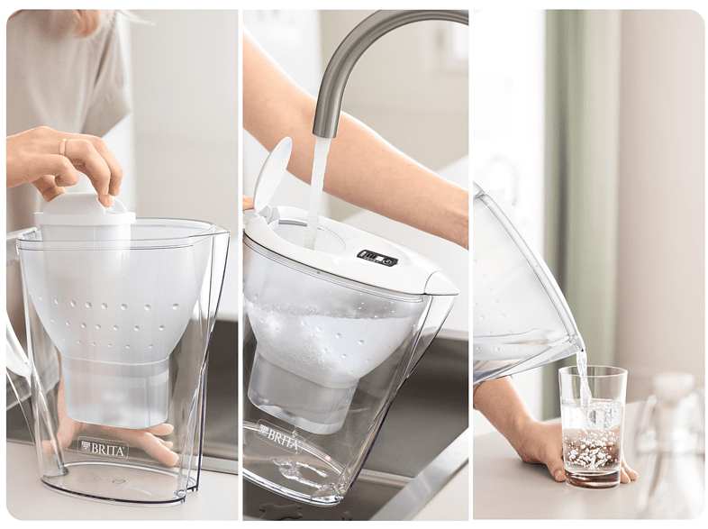 Jarra filtrante - Brita Marella 2F MXPRO, 2.4 l, + 2 filtros Maxtra Pro, Blanco