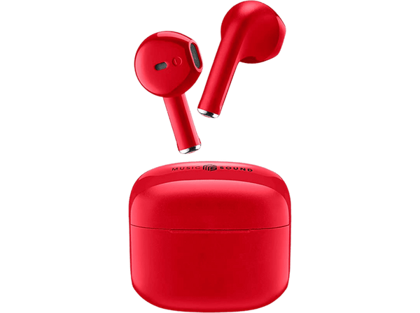 Auriculares True Wireless - Music Sound BTMSTWSSWAGUR, De cápsula, Bluetooth,  Autonomía de hasta 20 h, Rojo
