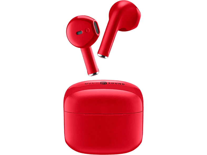 Auriculares True Wireless - Music Sound BTMSTWSSWAGUR, De cápsula, Bluetooth,  Autonomía de hasta 20 h, Rojo