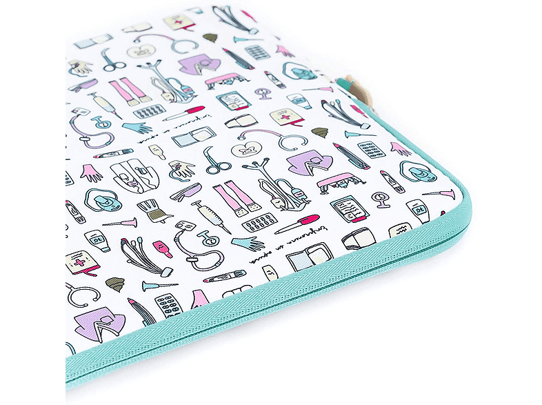 Funda - Wondee Enfermera en Apuros, Para tablet o portátil de 11, Cobertura total, Verde Aguamarina