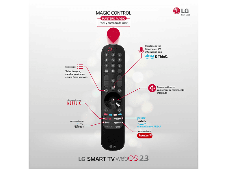 TV LED 50 - LG 50UR80006LJ, UHD 4K, Inteligente α5 4K Gen6, Smart TV, DVB-T2 (H.265), Azul ceniza