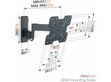 Soporte TV - Vogels TVM 1249, 19-43, Doble brazo, Giratorio 180º, VESA 75 mm x 75 mm-200 mm x 200 mm, Negro