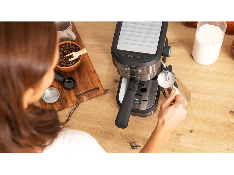 Cafetera express - Cecotec Cafelizzia 890 Dark, 1350W, Calentamiento rápido, 20 bar, 1.2 L, 2 tazas, Negro