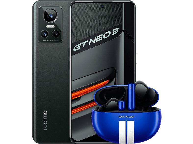 Móvil - realme GT Neo 3 5G, Negro, 256 GB, 12 GB RAM, 6.7  FHD+, MT6895T, 4360 mAh, Android + Buds Air 3