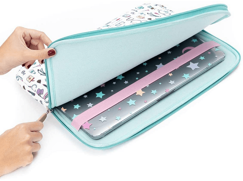 Funda - Wondee Enfermera en Apuros, Para tablet o portátil de 11, Cobertura total, Verde Aguamarina