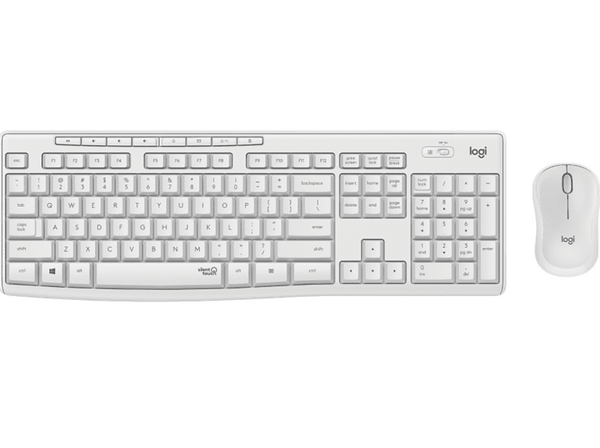 Pack Teclado + Ratón - Logitech MK295 Silent Wireless Combo, Inalámbrico, Bluetooth, USB,10 m, Blanco