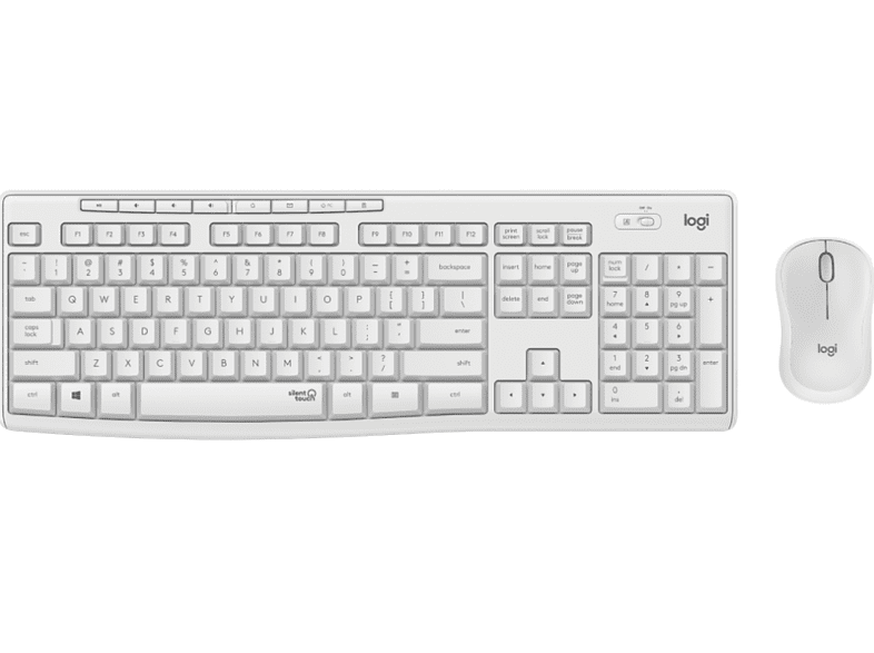 Pack Teclado + Ratón - Logitech MK295 Silent Wireless Combo, Inalámbrico, Bluetooth, USB,10 m, Blanco