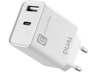 Cargador - Cellular Line ACHIPHUSB2PD20WW, 20 W, Cargador de doble puerto para Apple, Blanco