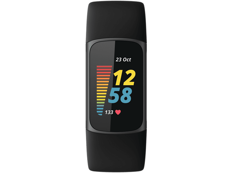Pulsera de actividad - Fitbit Charge 5, Platino Negro, 13 - 21 cm, 1.04, GPS, BT LE, ECG, NFC, SpO2