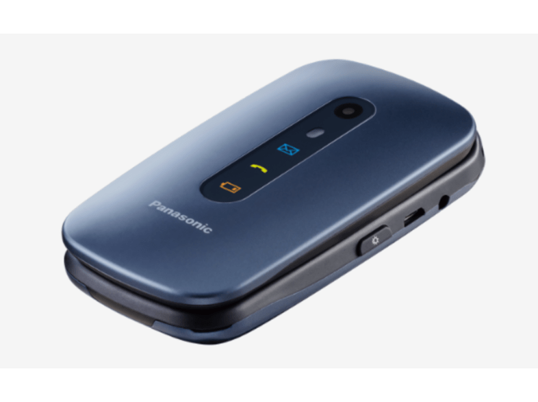 Móvil - Panasonic KX-TU456, Para mayores, 2.4, Botón SOS, Resistente Golpes, Compatible Audifonos-Azul