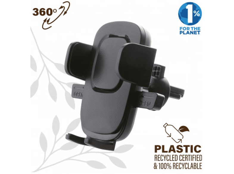 Soporte de móvil para coche - Muvit MCCHL0002, Dispositivos hasta 7'' (9,5cm),  Para rejilla, Negro
