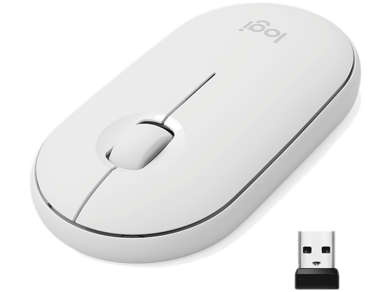 Ratón inalámbrico - Logitech M350, Para PC, Mac, Linux, Bluetooth, Receptor nano-USB, Óptico, Blanco