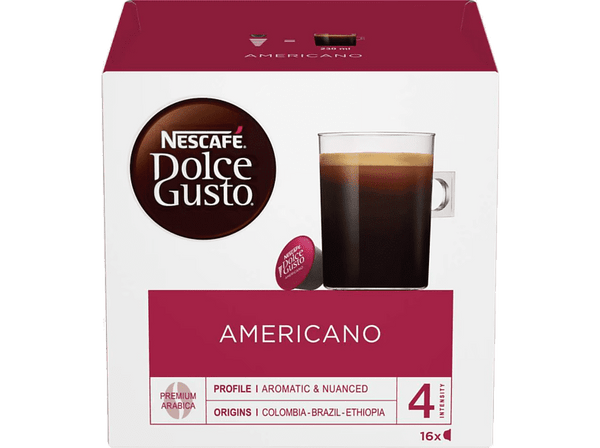 Cápsulas monodosis - Nescafé Dolce Gusto Americano , Colombia, Brasil y Hondura, Matices frutales, 16 cápsulas