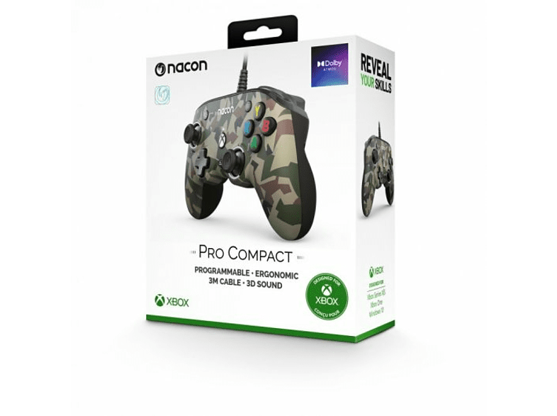 Mando - Nacon Pro Compact, Para Xbox y PC, Con Cable, Verde camuflaje