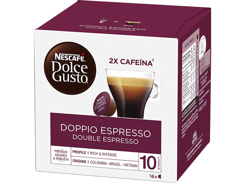 Cápsulas monodosis - Nescafé Dolce Gusto Doppio Expresso, Arábica & Robusta, Pack de 16 Cápsulas