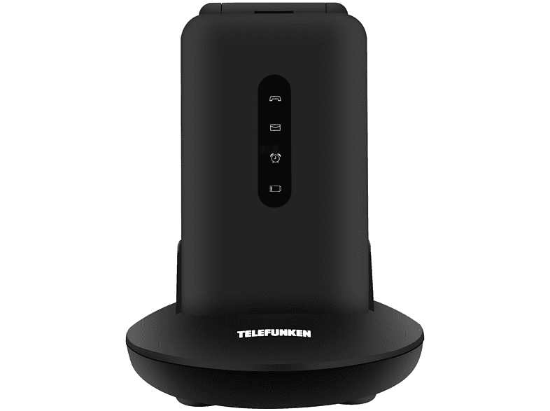 Móvil - Telefunken S740, Plegable, Para mayores, Bluetooth, 512 Mbit+4 GB, Pantalla 2.8, 320x240 Pixeles, Negro