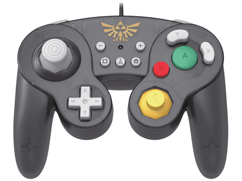 Mando - Hori Battle Pad, Modelo Zelda, Con Cable, Para Nintendo Switch, Función turbo con 3 ajustes, Negro