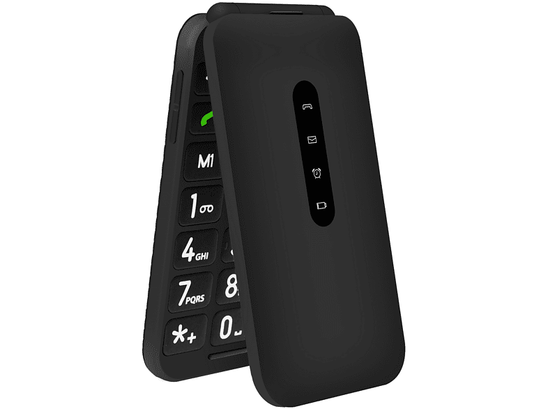 Móvil - Telefunken S740, Plegable, Para mayores, Bluetooth, 512 Mbit+4 GB, Pantalla 2.8, 320x240 Pixeles, Negro